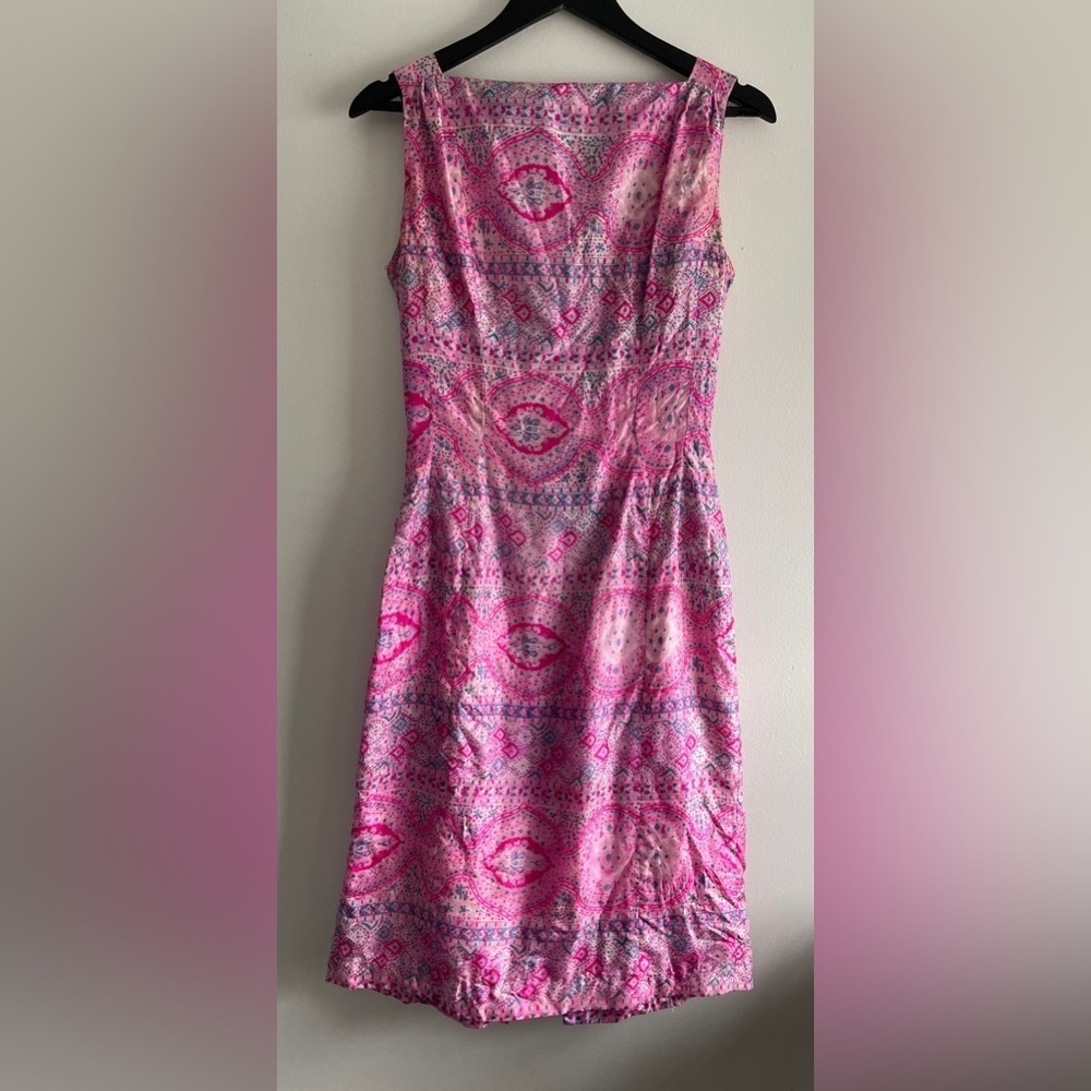 Vintage Suzy Perette New York Pink Patterned Silk Late 50s / Early 60s Dress